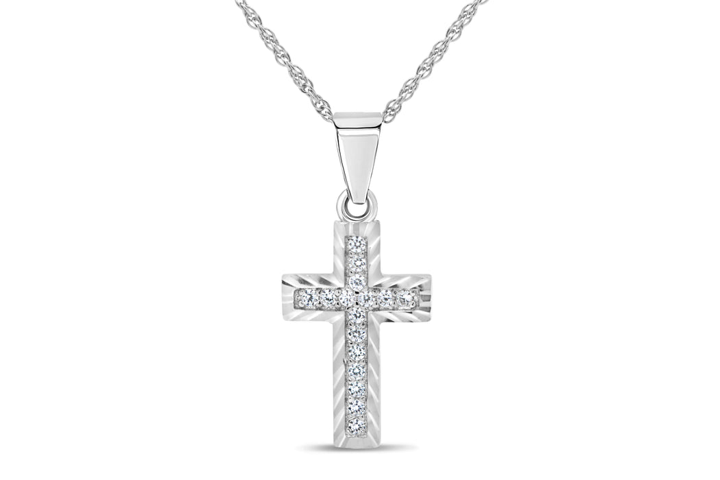 Casablanca Sparkle Cross Sterling Silver Necklace