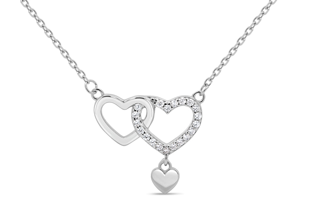 Casablanca Double Heart Sterling Silver Necklace