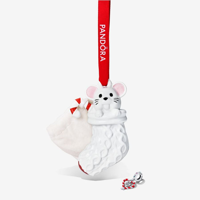 FINAL SALE - Pandora 2023 Holiday Ornament & Candy Cane Charm Set