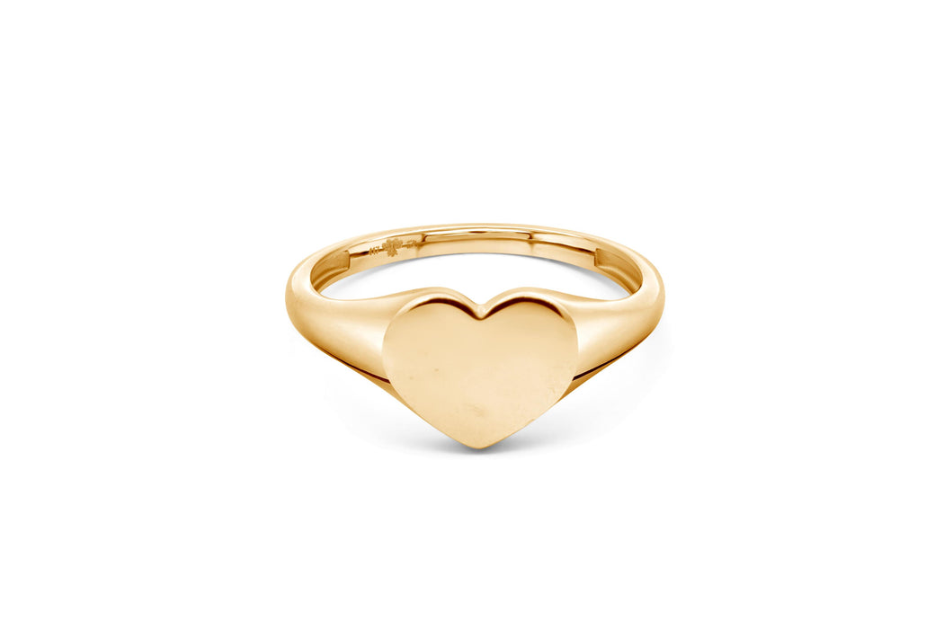 Yellow Gold Heart Signet Ring