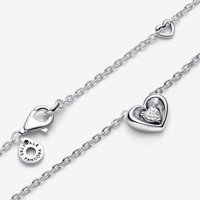 FINAL SALE - Pandora Radiant Heart & Floating Stone Pendant Collier Necklace