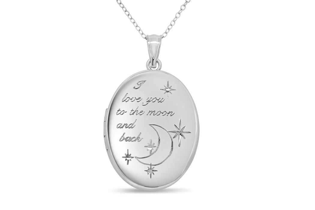 "I Love You to the Moon and Back" Oval Locket Necklace