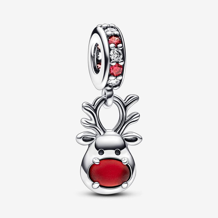 FINAL SALE - Pandora Red Nose Reindeer Murano Dangle Charm