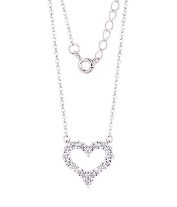 Casablanca Sterling Silver & CZ Heart Necklace
