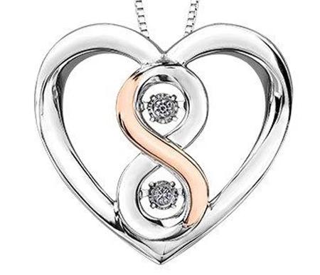 Two Tone Diamond Infinite Love Heart Necklace