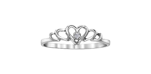 Heart Promise Ring.  The ring features a heart with a ripple effect with a small diamond in the center.