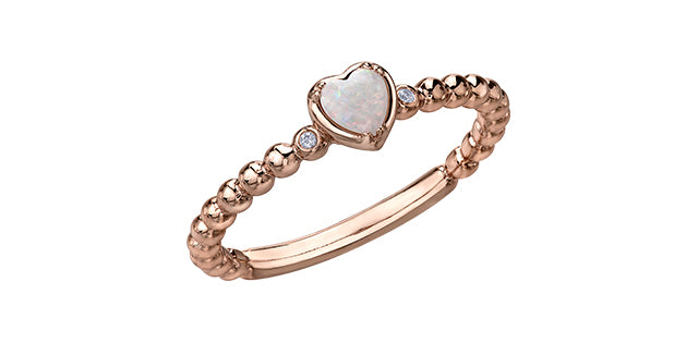 .01CT Diamond & Opal Heart Ring