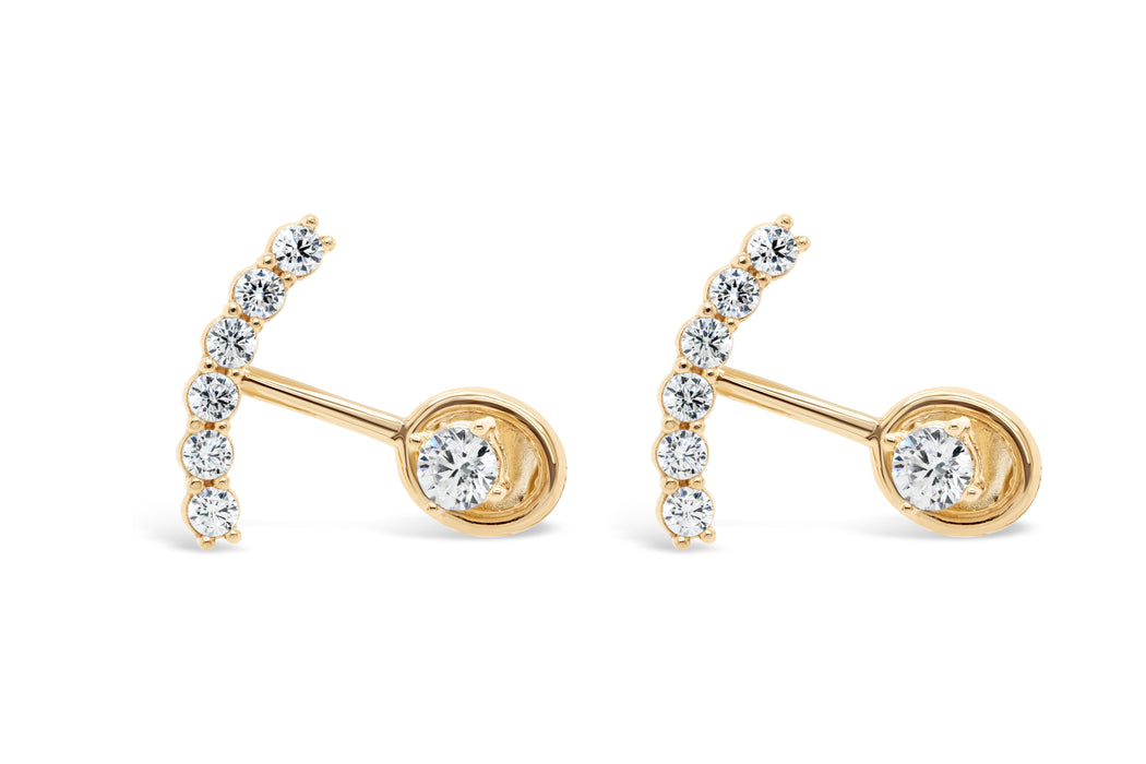 10k Yellow Gold Front and Back CZ Earrings