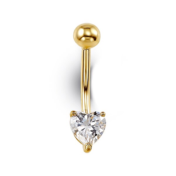 Yellow Gold Heart Belly Ring
