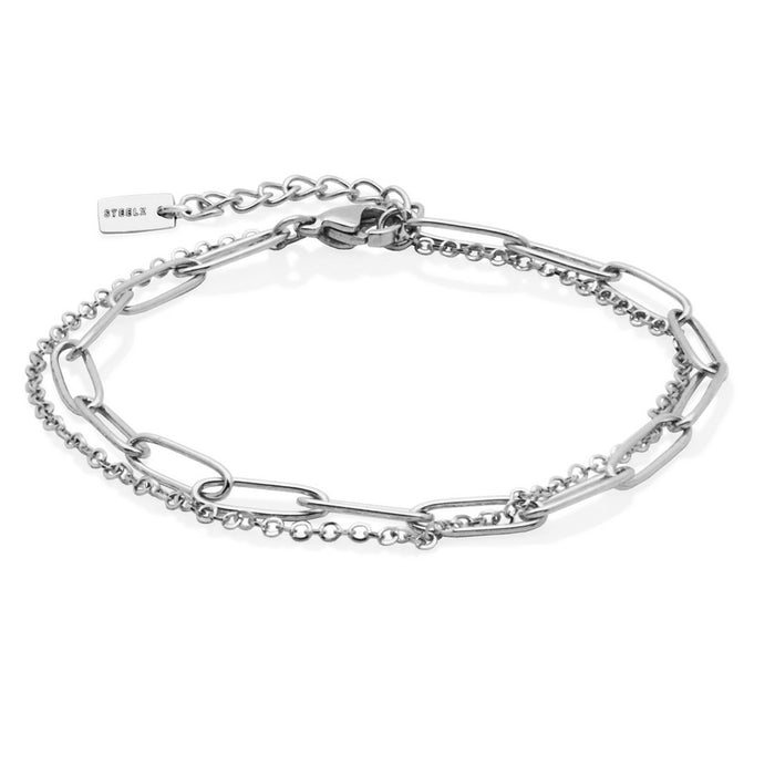 Steelx Stainless Steel Layered Chain Link Bracelet