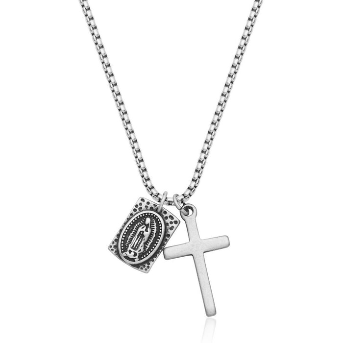 Steelx Cross and Medallion Necklace