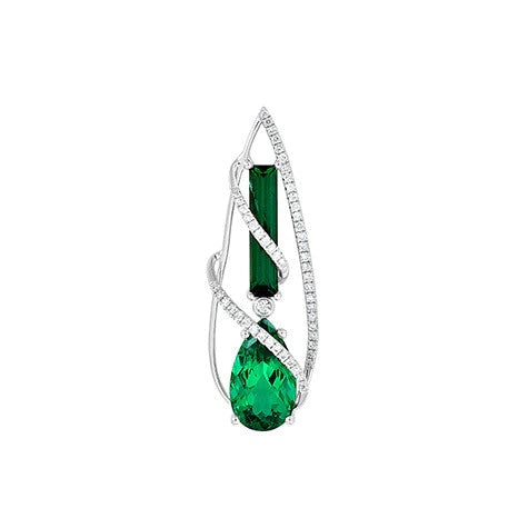 .21CT Lab Grown Diamond & Emerald Pendant