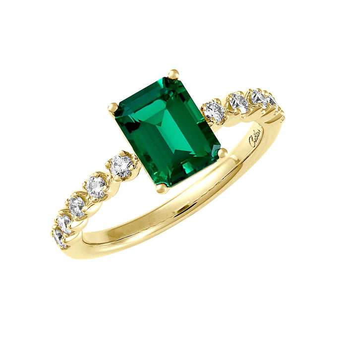 .25CT Lab Grown Diamond & Emerald Ring