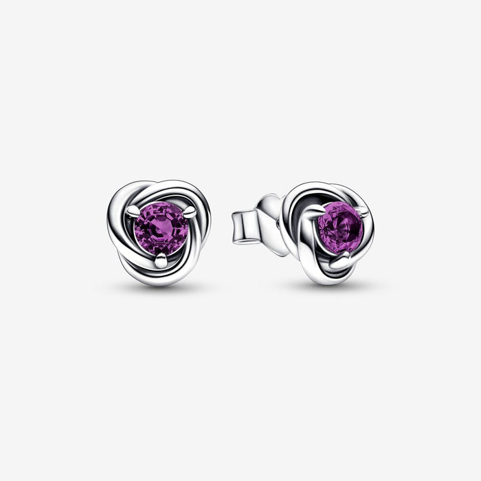 FINAL SALE - Pandora February Purple Eternity Sterling Silver Stud Earrings