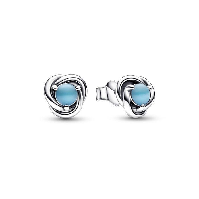 FINAL SALE - Pandora December Turquoise Eternity Sterling Silver Stud Earrings