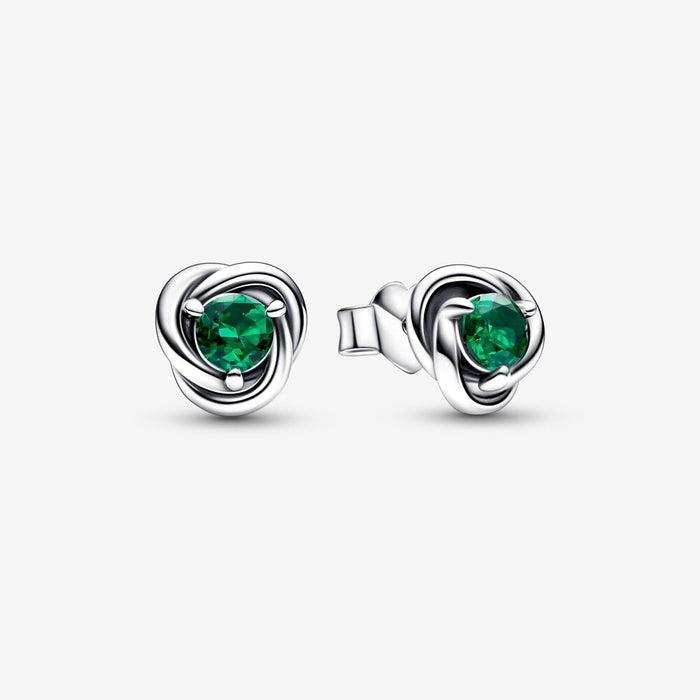 FINAL SALE - Pandora May Emerald Green Eternity Sterling Silver Stud Earrings