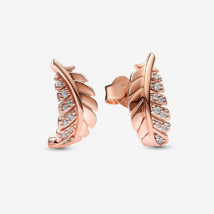 FINAL SALE - Pandora Rose Gold Feather Earrings