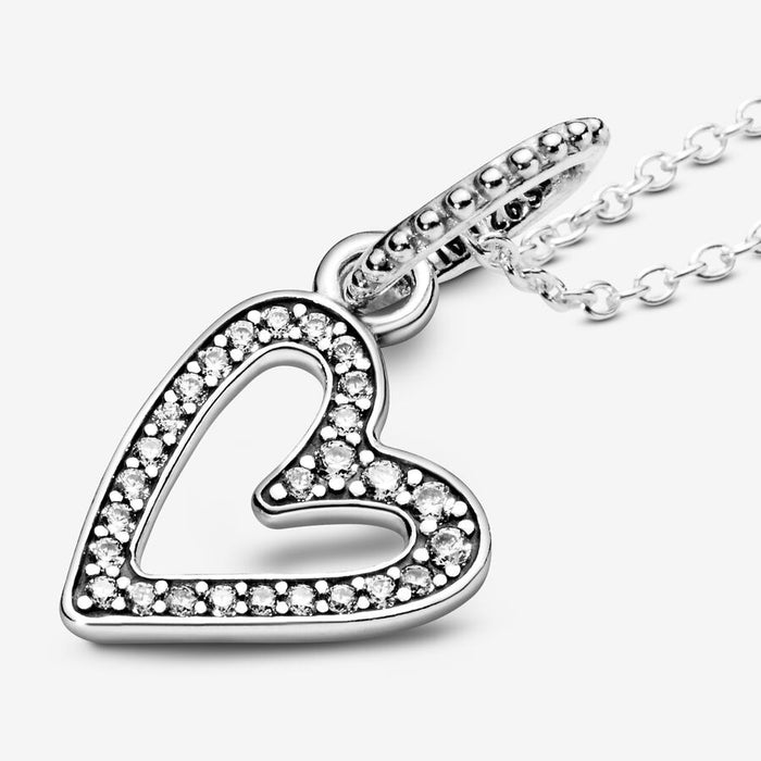 FINAL SALE - Pandora Sparkling Freehand Heart Sterling Silver Necklace