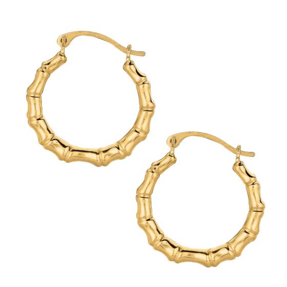 10KT Yellow Gold Bamboo Hoops