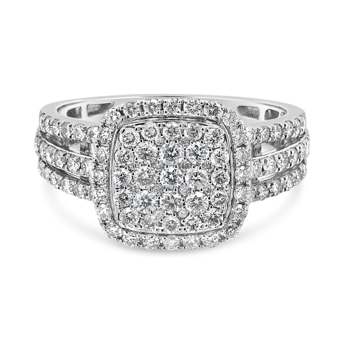 1.00CT T.W. Cushion Style Cluster Engagement Ring