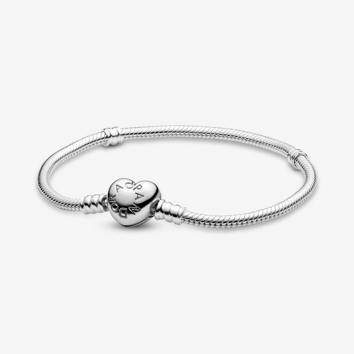 FINAL SALE - Pandora Moments Heart Clasp Sterling Silver Snake Chain Bracelet