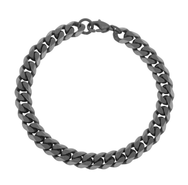Steelx Black Stainless Steel Men's Curb Chain Bracelet