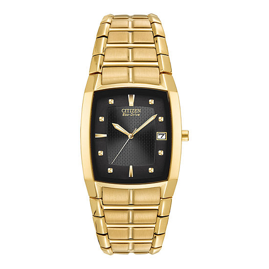 Citizen Men's Eco-Drive Stainless Goldtone Watch With Black Dial