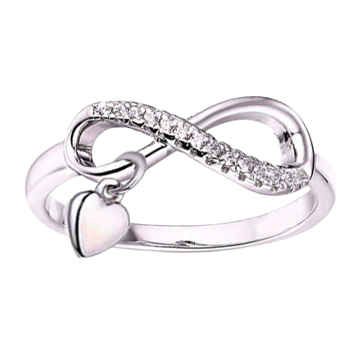 Infinity Ring with Heart Dangle