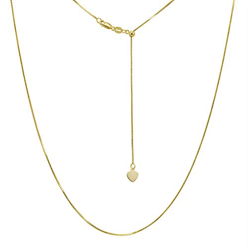 10KT Yellow Gold 1mm Adjustable Box Chain