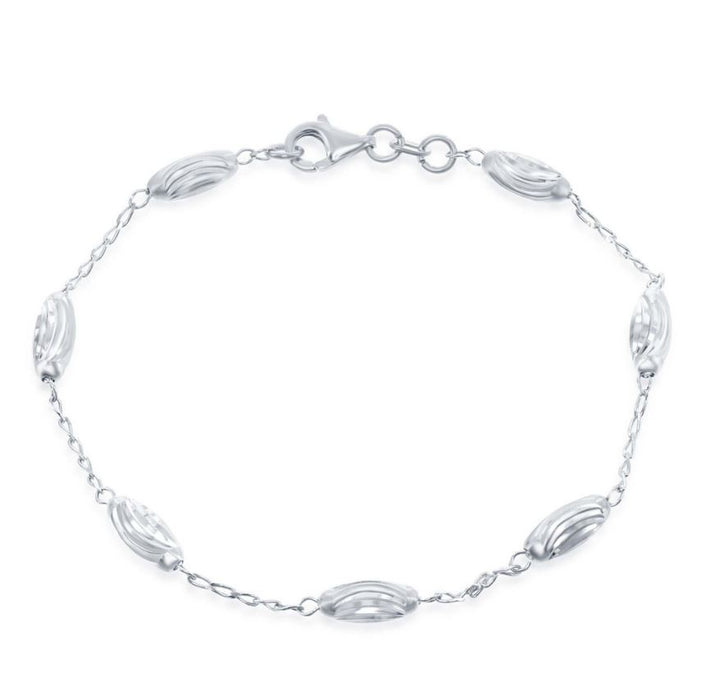 Sterling Silver Diamond Cut Moon Anklet