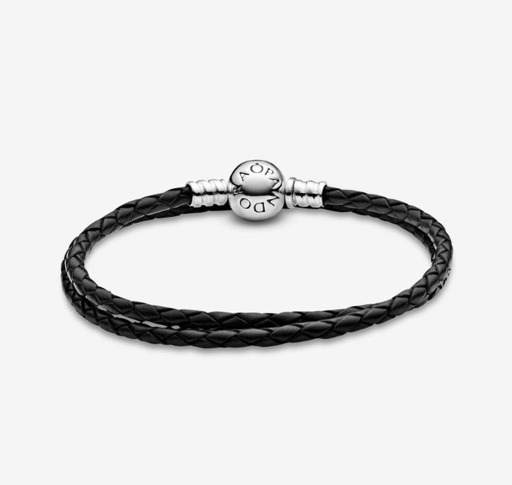 FINAL SALE - Pandora Moments Double Black Leather Bracelet