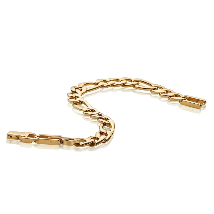 9.5mm Italgem Stainless Steel Yellow Gold Tone Figaro Chain Bracelet