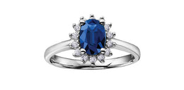 10KT White Gold Princess Diana Blue Sapphire Ring