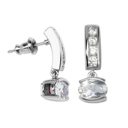 Elle Sterling Silver CZ Stud Drop Earrings