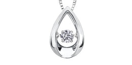 10KT White Gold Teardrop Diamond Pulse Necklace