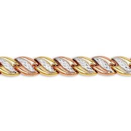 10KT Yellow, White and Rose Gold Tri-Tone Link Necklace