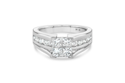 1.50CT TDW Natural Mined Quad Princess Diamond Engagement Ring in 14KT White Gold