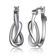 Elle Eternity Love Knot Sterling Silver Hoop Earrings