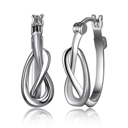 Elle Eternity Love Knot Sterling Silver Hoop Earrings