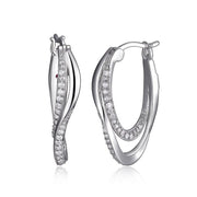 Elle Sterling Silver CZ Double Hoop Earrings
