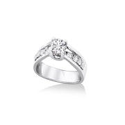 0.50CT TDW Round Brilliant Cut Diamond Engagement Ring with Channel Set Shoulders in 14KT White Gold