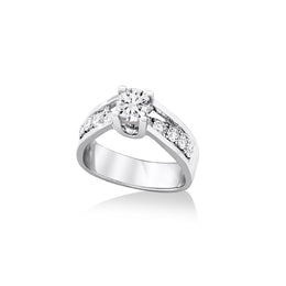 0.50CT TDW Round Brilliant Cut Diamond Engagement Ring with Channel Set Shoulders in 14KT White Gold