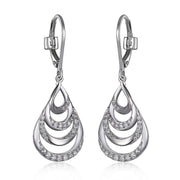 Elle Sterling Silver Overlap CZ Wave Earrings