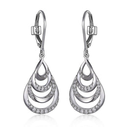 Elle Sterling Silver Overlap CZ Wave Earrings