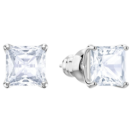 Swarovski Attract Square Cut Rhodium Plated Silver Tone Stud Earrings