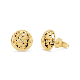 10KT Yellow Gold Hammered Dome Stud Earrings