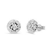 White Gold Flat Diamond Cut Earrings