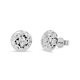 White Gold Flat Diamond Cut Earrings