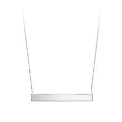 10KT White Gold Engravable Bar Necklace