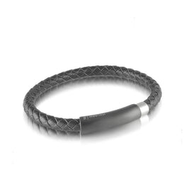 Italgem 6MM Men's  Black Leather Bracelet
